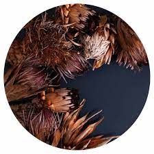 ROSE GOLD PROTEA ON DARK BLUE SERVING BOARD