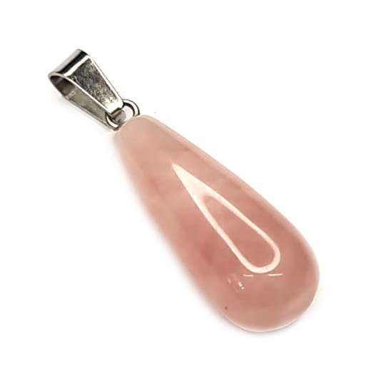 ROSE QUARTZ DROP PENDANT - LOVE