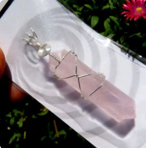DOUBLE TERMINATED ROSE QUARTZ PENDANT - LOVE