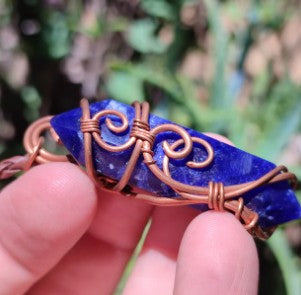SODALITE DOUBLE TERMINATED COPPER WIRE WRAPPED NECKLACE - WISDOM