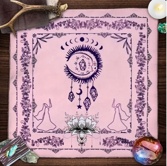 PINK MOON PHASES MYSTICAL ALTAR CLOTH ( 49 cm x 49 cm )