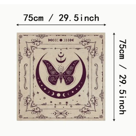 PINK BUTTERFLY MOON PHASE BUTTERFLY ALTAR CLOTH (75cm x 75cm)