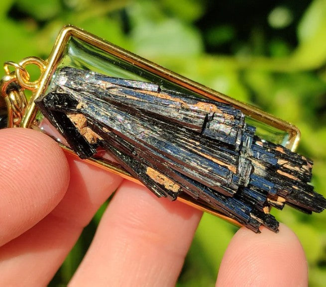 BLACK TOURMALINE CLUSTER NECKLACE - PROTECTION