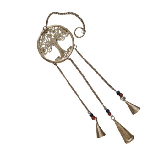 BRASS TREE OF LIFE CHIME WITH 3 BELLS