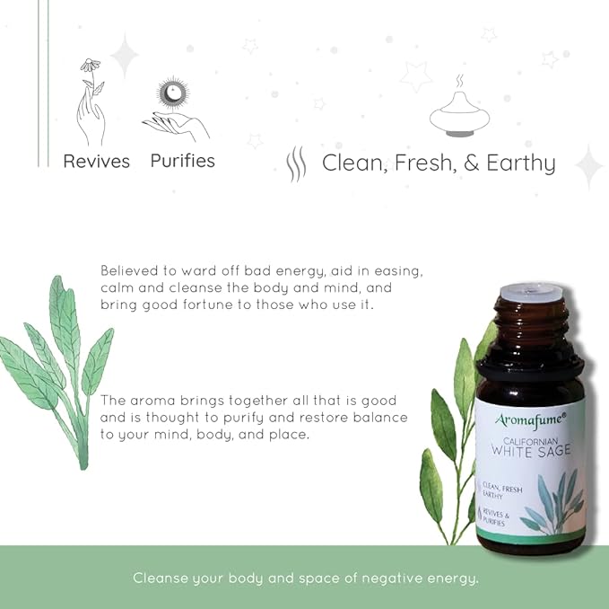 AROMAFUME WHITE SAGE ESSENTIAL OILS BLEND SET