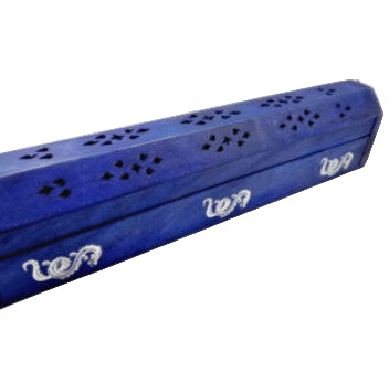 WOODEN BLUE DRAGONS INCENSE HOLDER AND BURNER