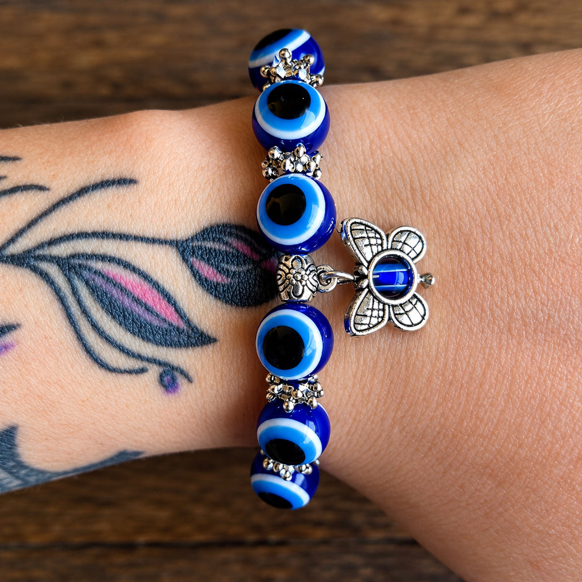 Against Evil Eye Butterfly Charm Bracelet - Wildlings Crystals South Africa