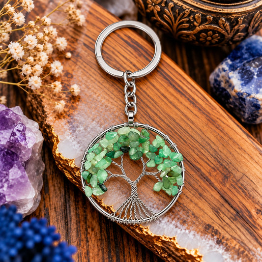 Green Aventurine Tree Of Life Keychain - Wildlings Crystals South Africa