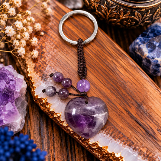 Amethyst Heart Keychain - Wildlings Crystals South Africa