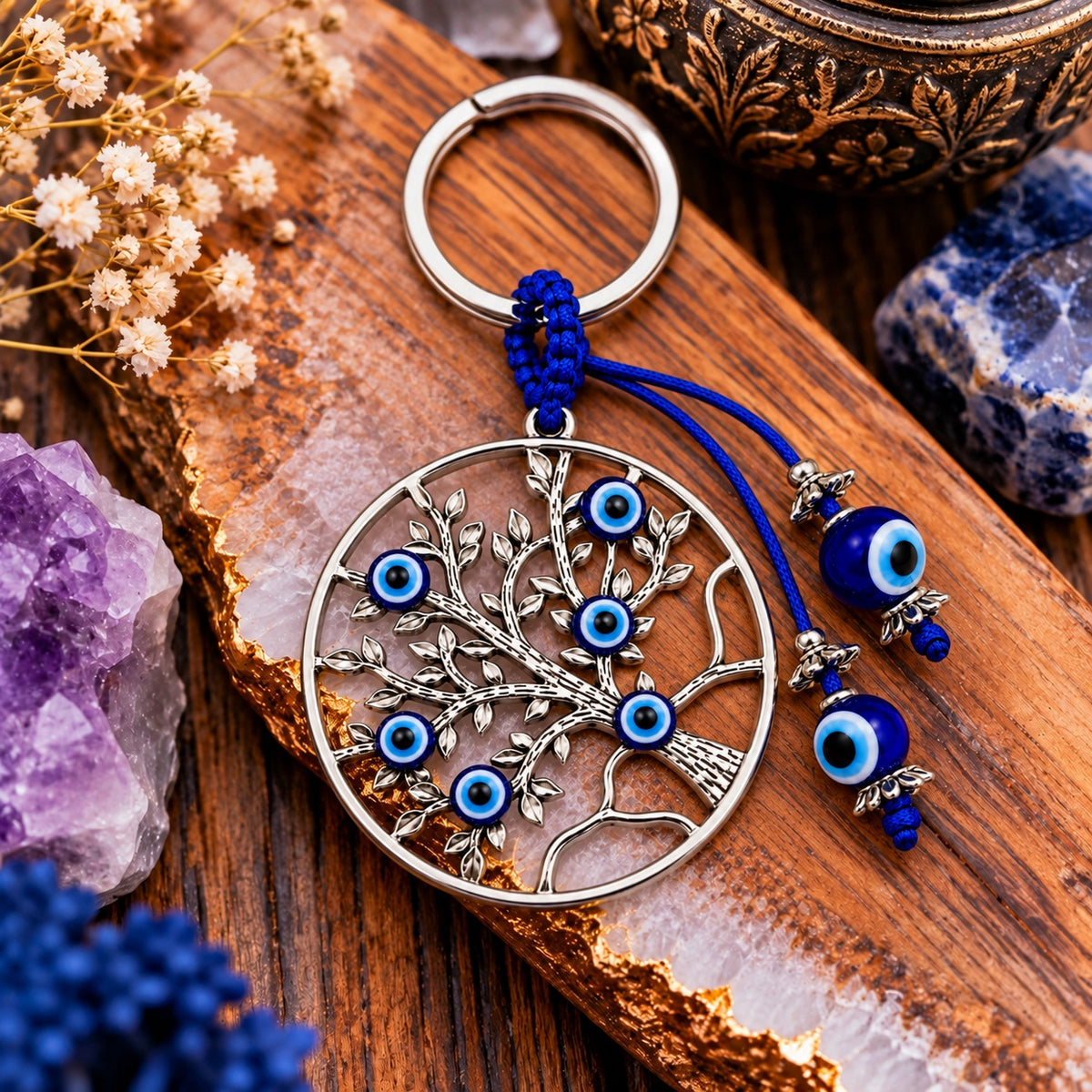 TREE OF LIFE EVIL EYE PROTECTION KEYCHAIN