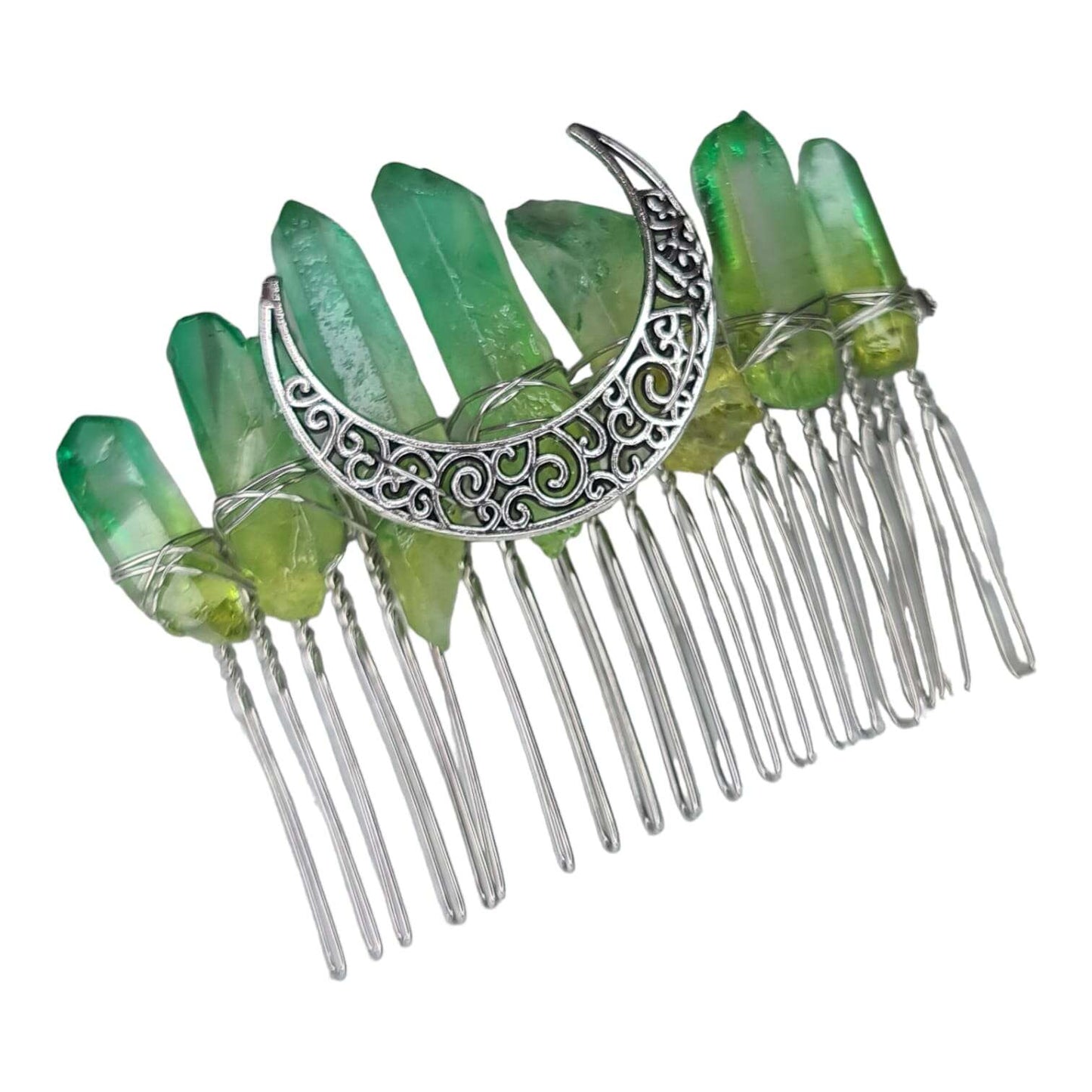 GREEN AURA QUARTZ HAIR COMB