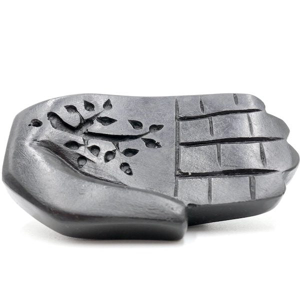 BLACK WOODEN HAMSA HAND INCENSE BURNER