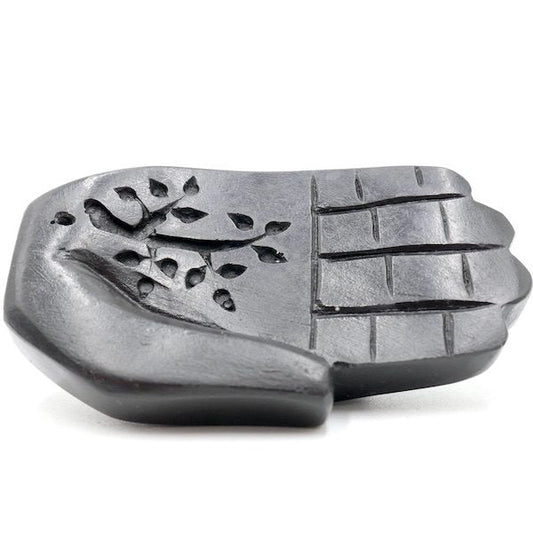 HAMSA HAND WOODEN INCENSE BURNER - BLACK