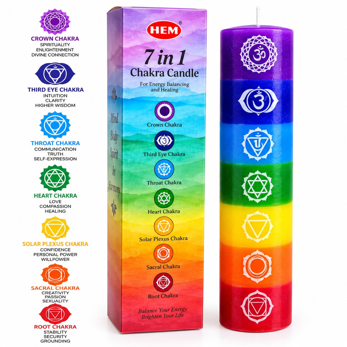 7 IN 1 CHAKRA BALANCING CANDLE 18 x 3.5 cm