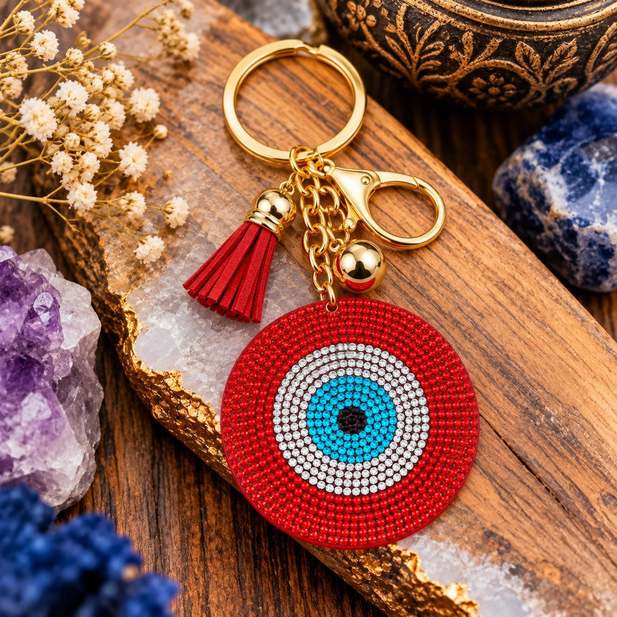 Red Evil Eye Protection Keychain - Wildlings Crystals South Africa