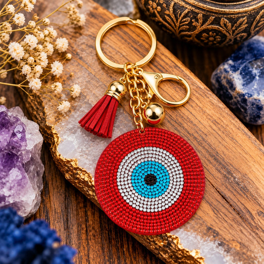 Red Evil Eye Protection Keychain - Wildlings Crystals South Africa