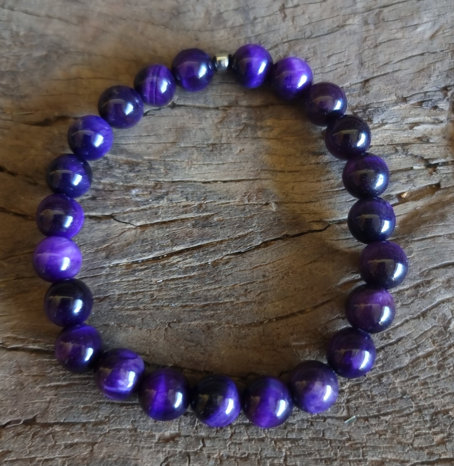 TIGER EYE PURPLE ENERGY BRACELET 8 mm - PROTECTION