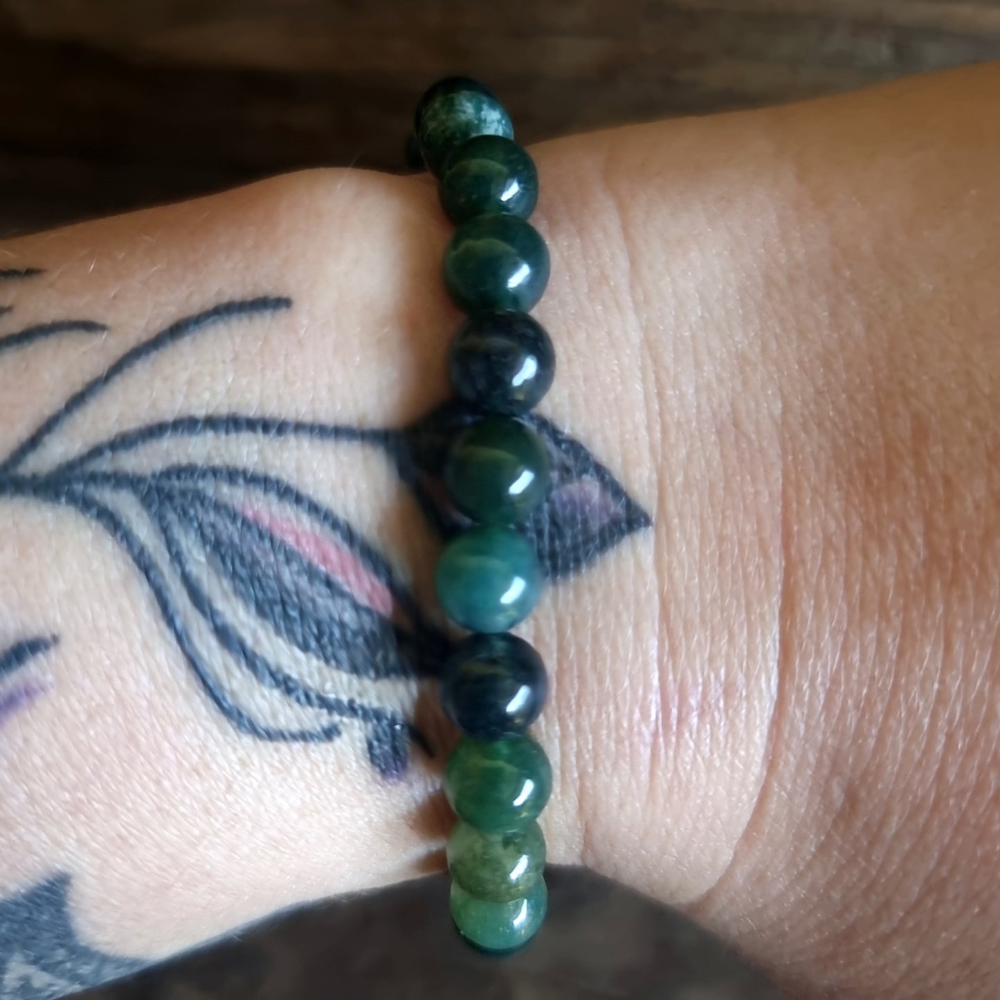 GREEN MOSS AGATE ENERGY BRACELET 6 mm - ABUNDANCE