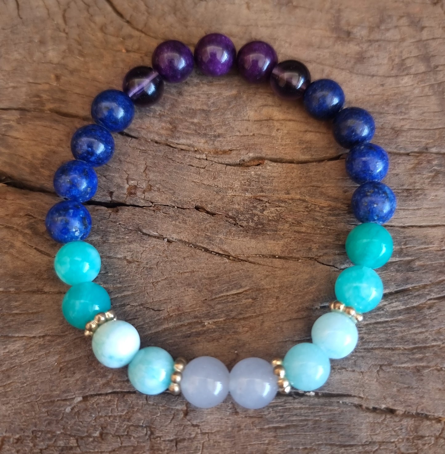 THROAT & THIRD EYE ENERGY BRACELET 8 mm - CHAKRA HEALING
