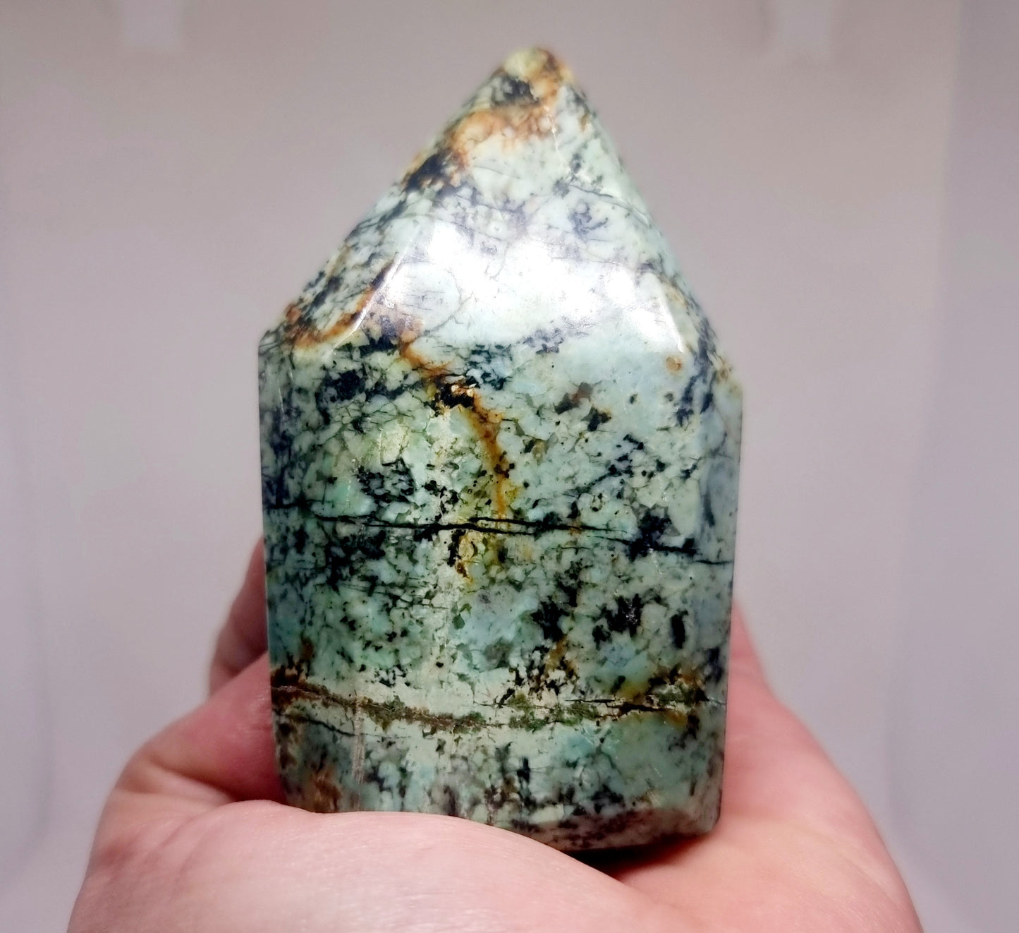 CHRYSOCOLLA POLISHED TOWER 260 g - ABUNDANCE & POSITIVITY