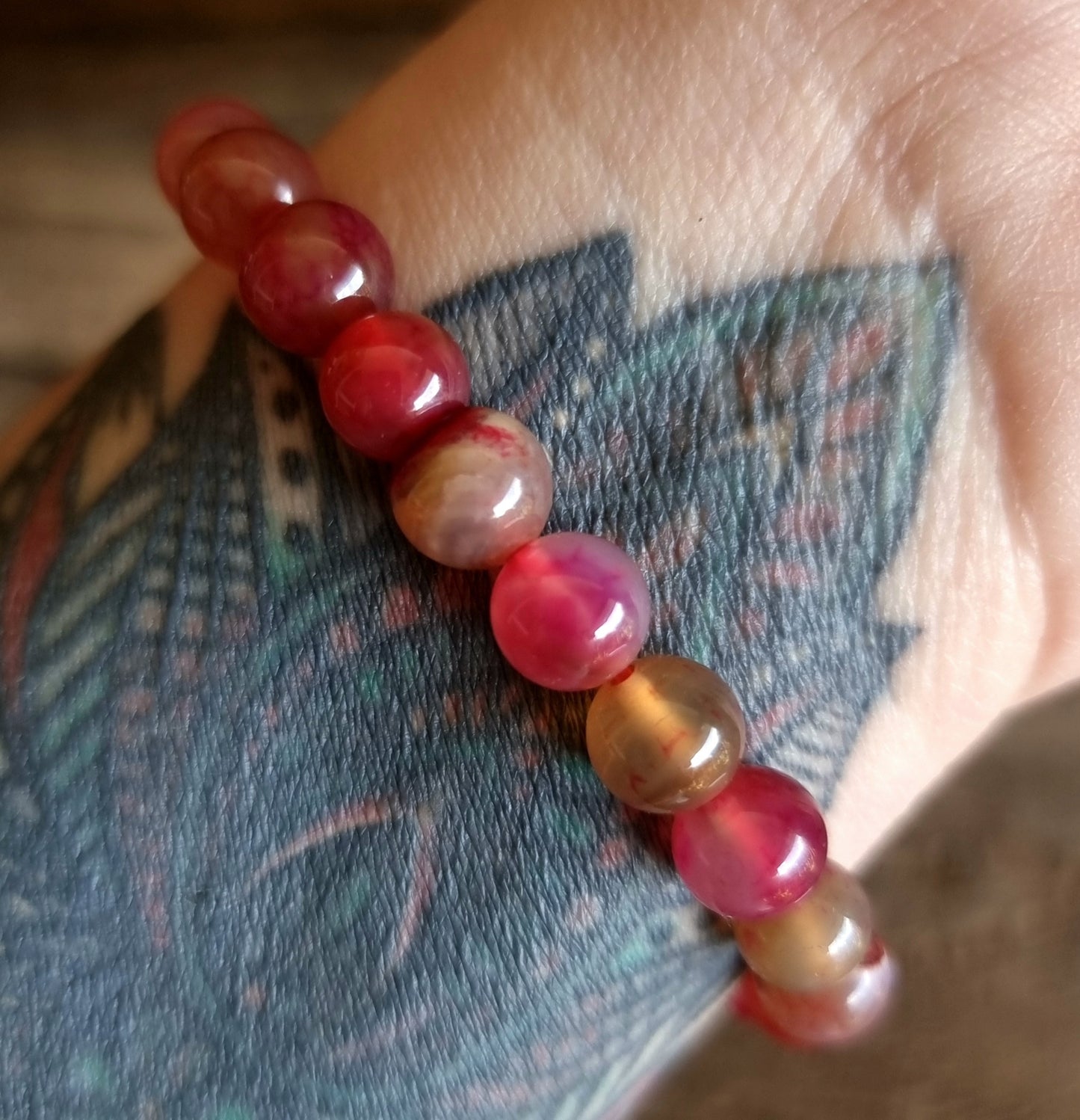 PINK AGATE ENERGY BRACELET 8 mm - GODDESS ENERGY