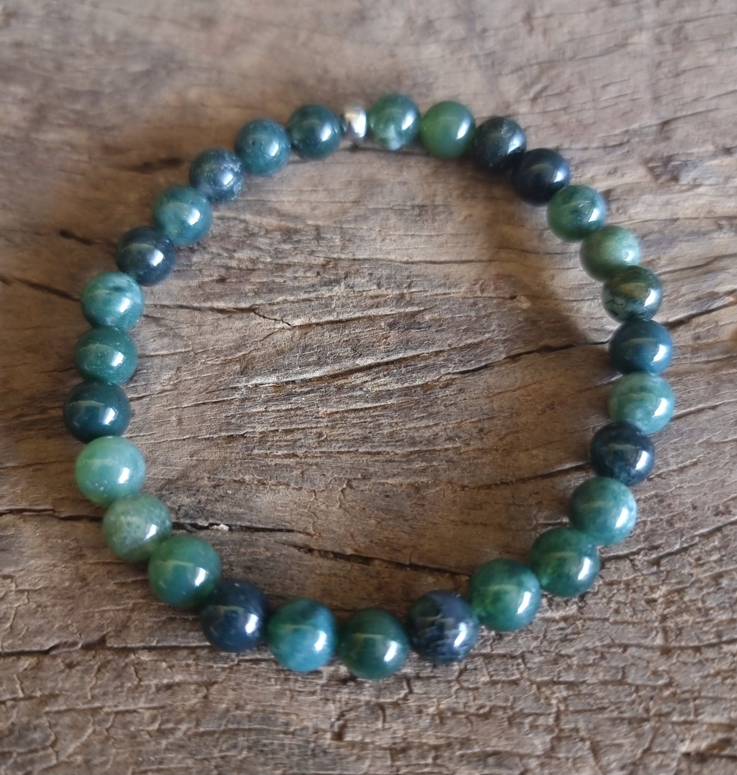 GREEN MOSS AGATE ENERGY BRACELET 6 mm - ABUNDANCE