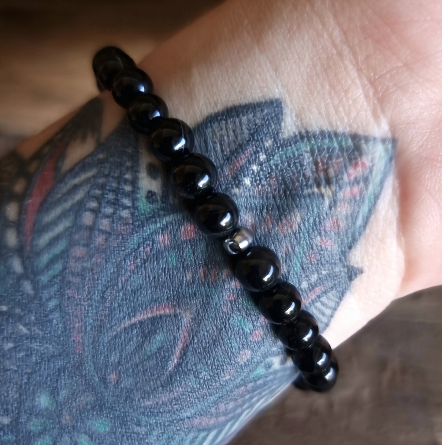BLACK AGATE ENERGY BRACELET 6 mm - PROTECTION