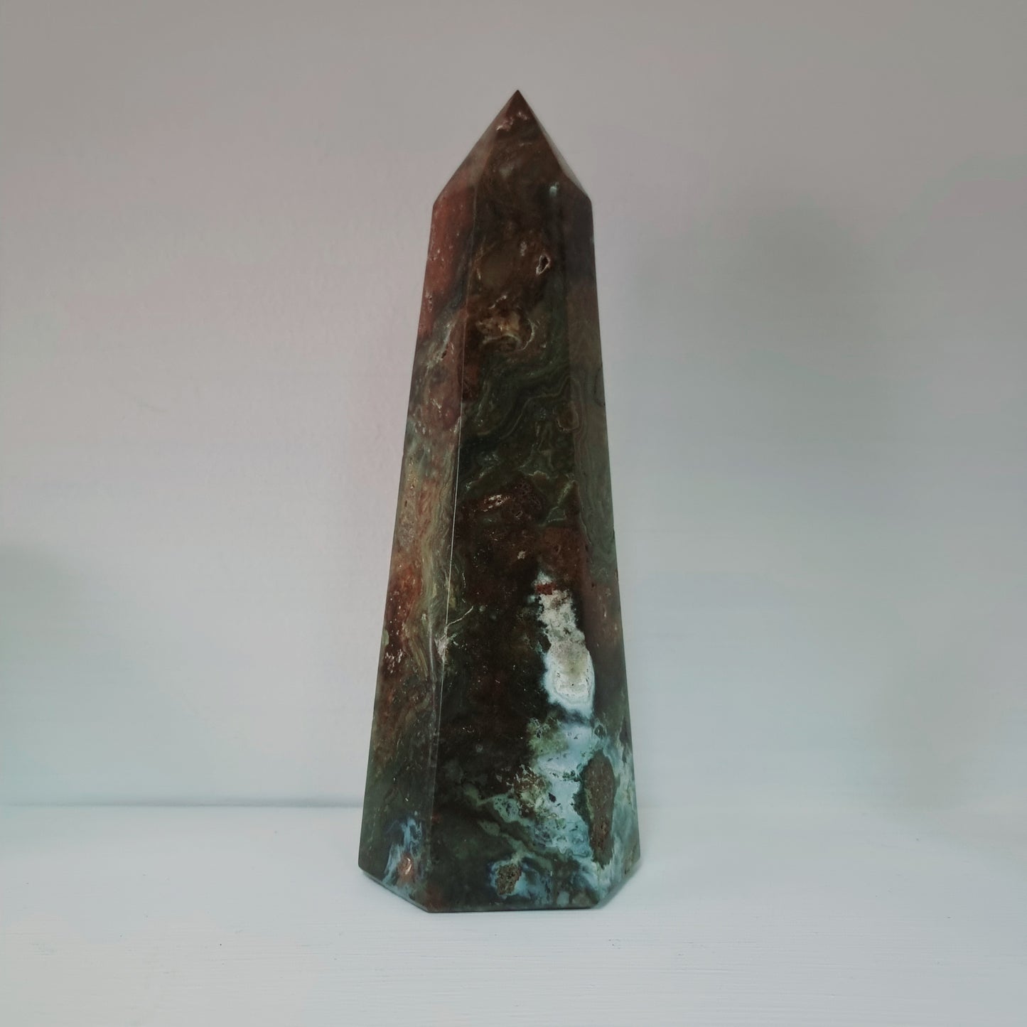 OCEAN JASPER POLISHED TOWER 18 cm (700 g) - EMOTIONAL STABILITY