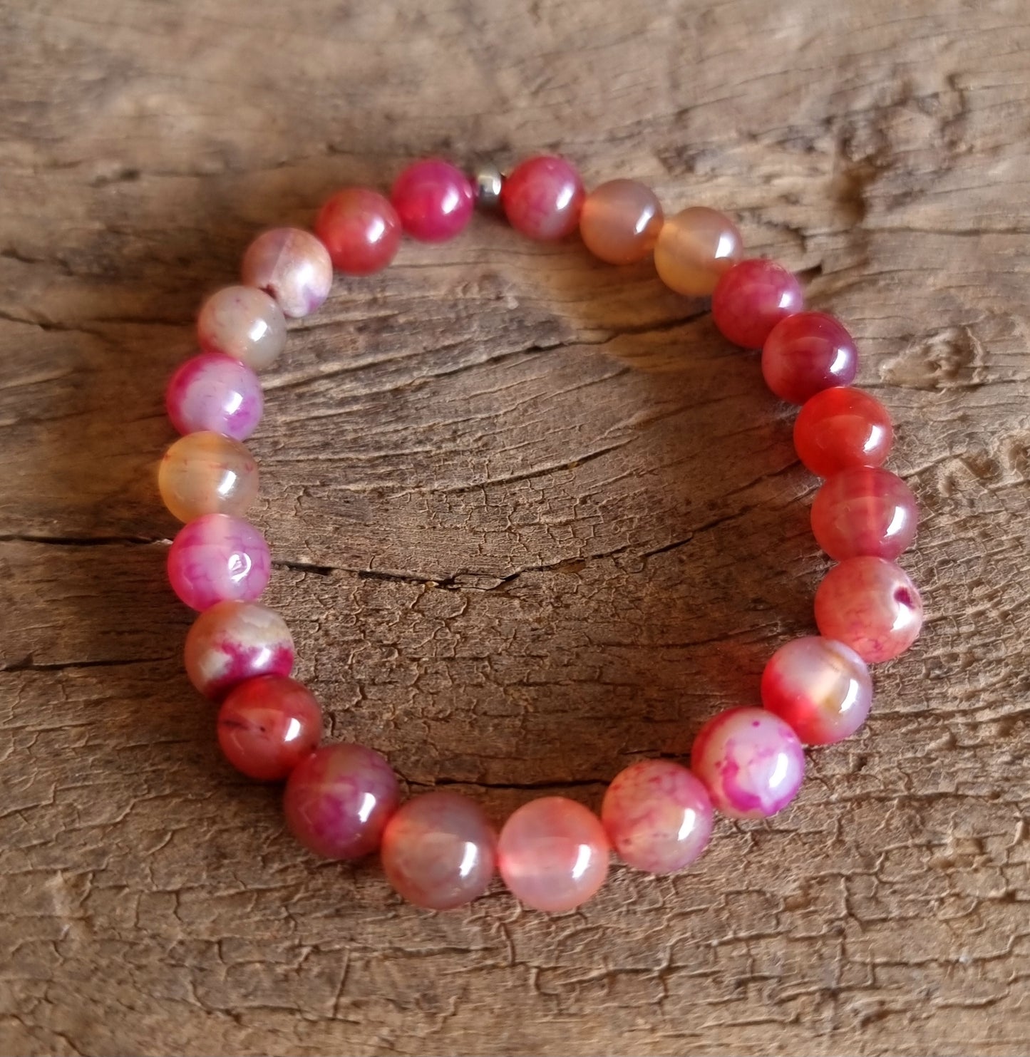 PINK AGATE ENERGY BRACELET 8 mm - GODDESS ENERGY