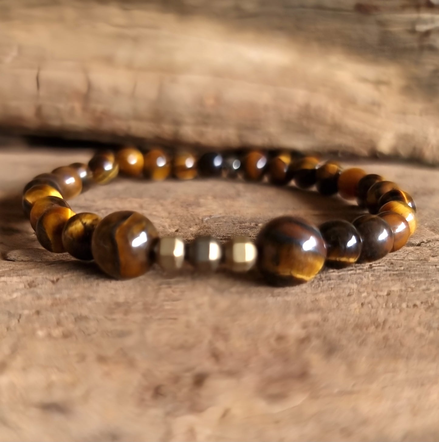 TIGER EYE & HEMATITE DUO ENERGY BRACELET 6 mm - GROUNDING, PROTECTION & PROSPERITY