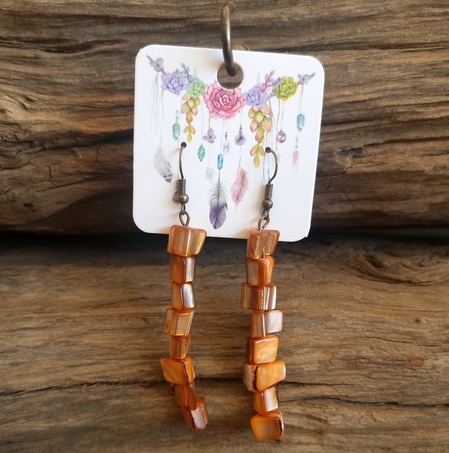 ORANGE FRESH WATER SHELL CHIPPED EARRING 7cm - VITALITY