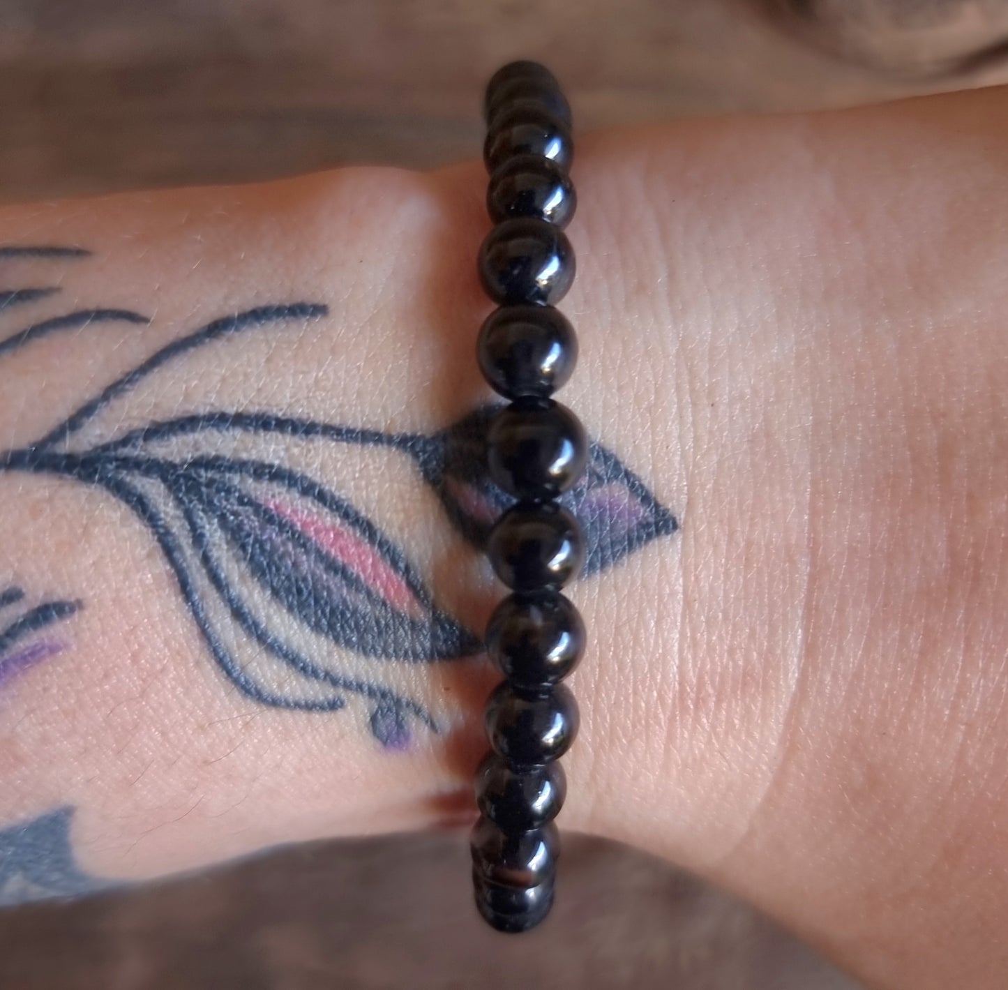 BLACK AGATE ENERGY BRACELET 6 mm - PROTECTION