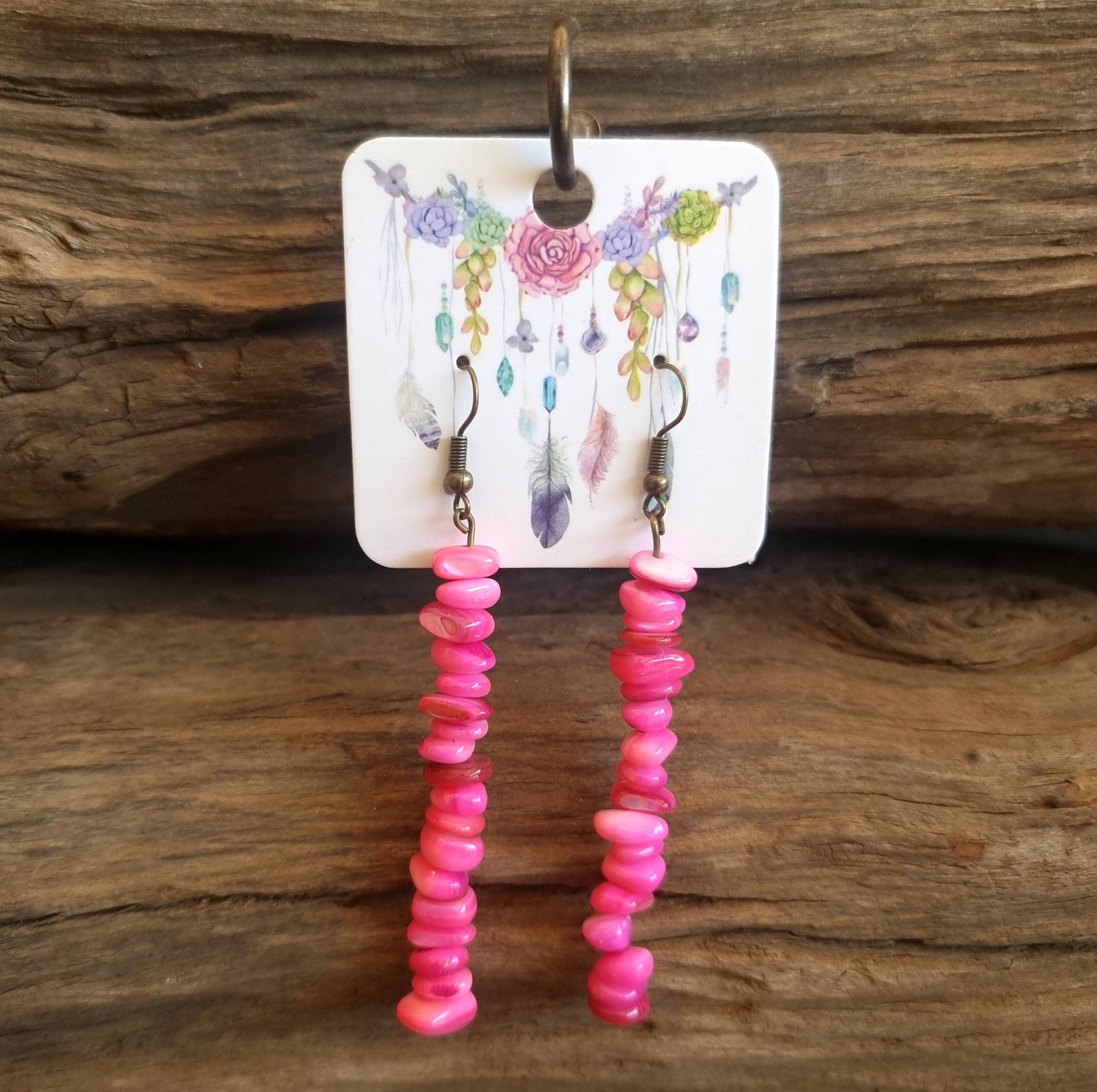 PINK SHELL CHIPPED EARRINGS 7cm - VITALITY