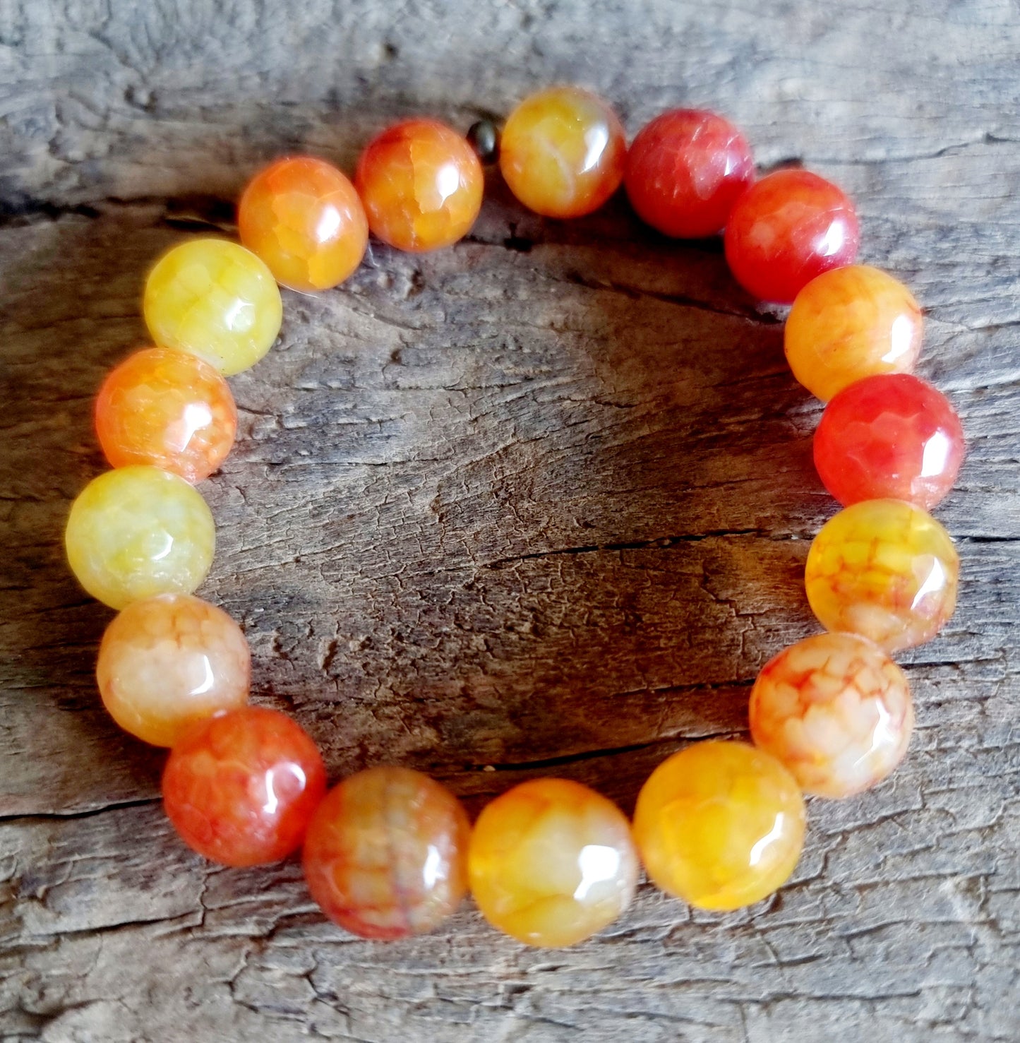 ORANGE AGATE FACETED BRACELET 12 mm - PROSPERITY
