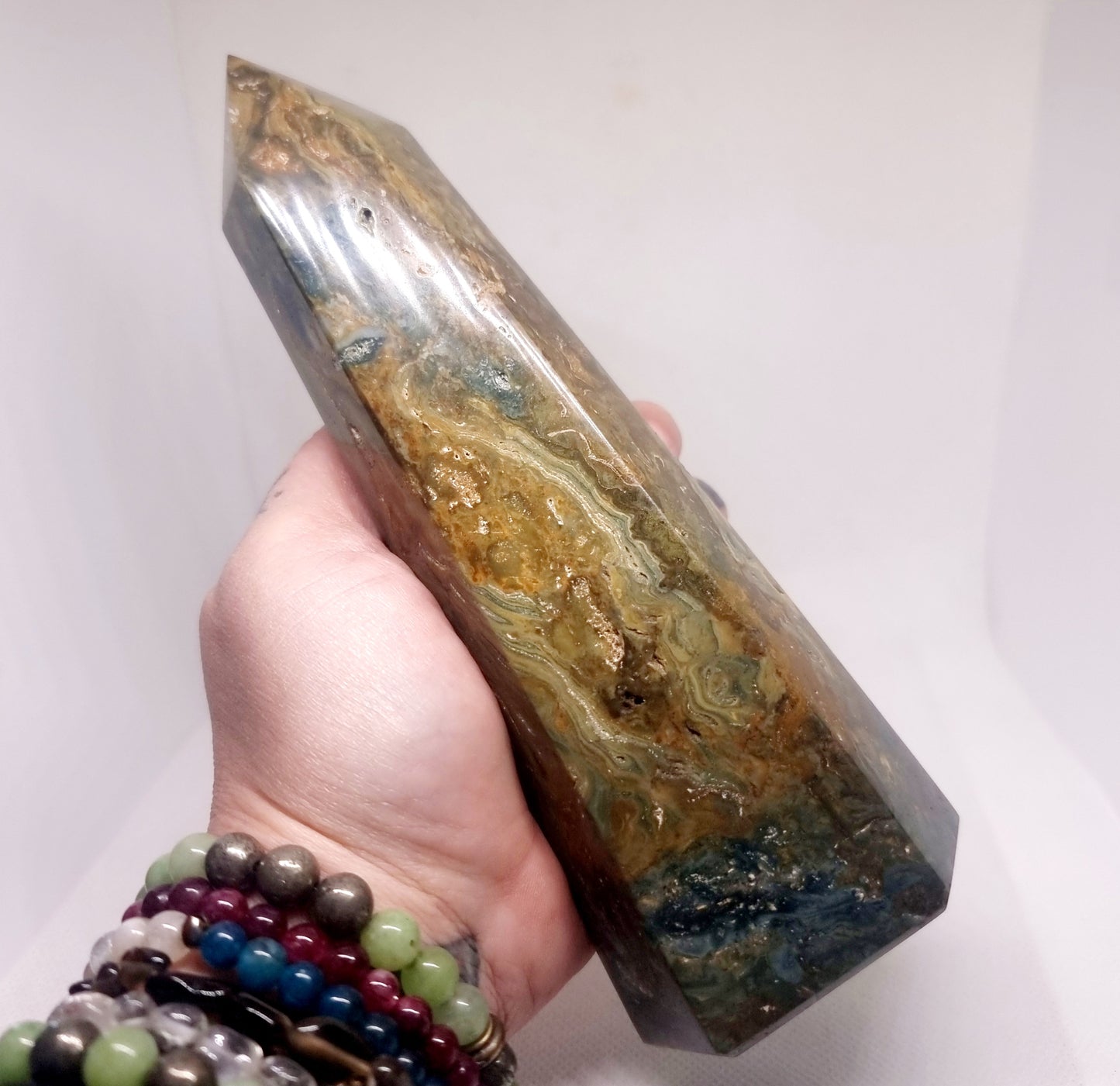OCEAN JASPER POLISHED TOWER 18 cm (700 g) - EMOTIONAL STABILITY