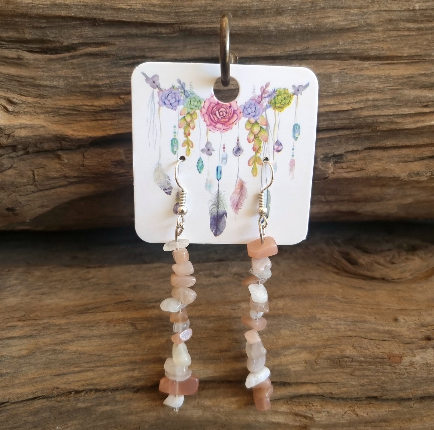 RAINBOW MOONSTONE CHIPPED EARRINGS 7cm - SPIRITUAL HEALING