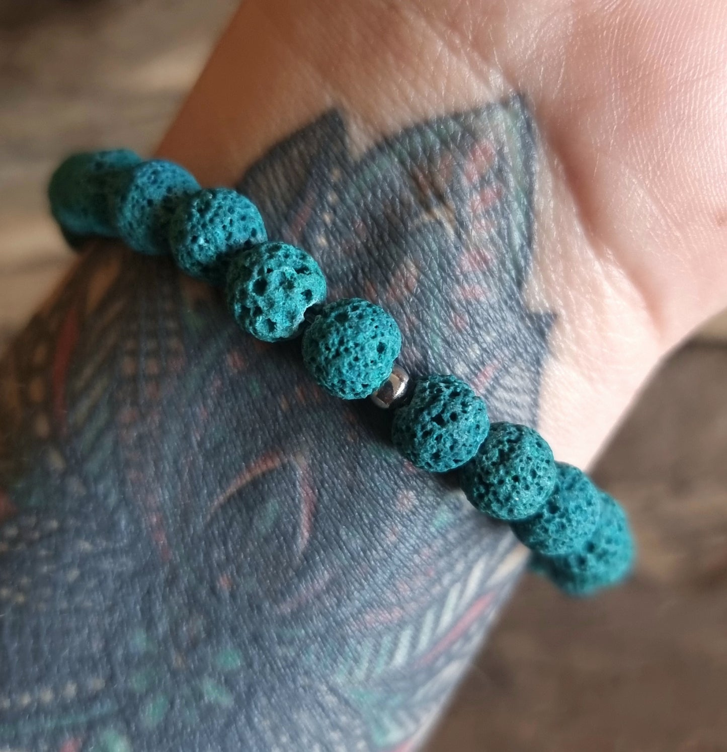 LAVA STONE, CHRYSOCOLLA & GREEN AVENTURINE DIFFUSER BRACELET