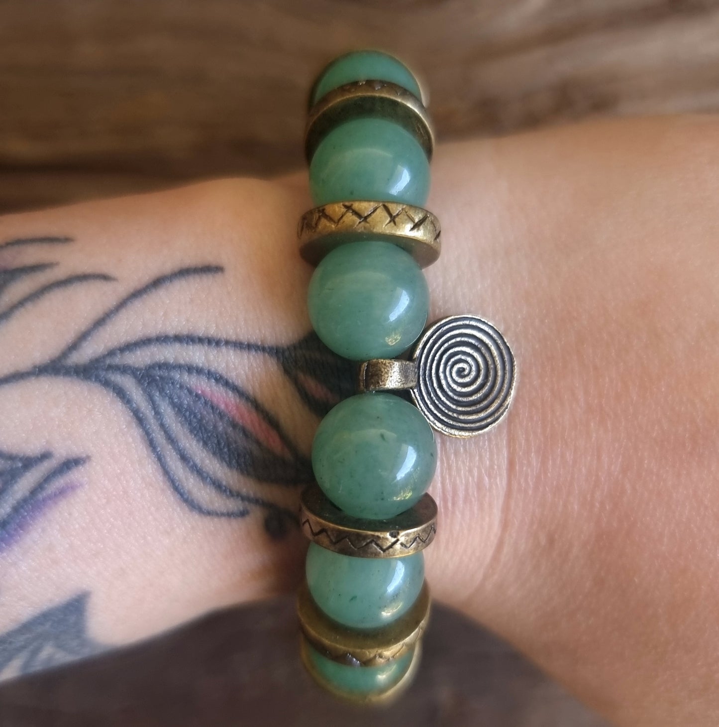 GREEN AVENTURINE BOHO BRACELET 12 mm - LUCK & PROSPERITY