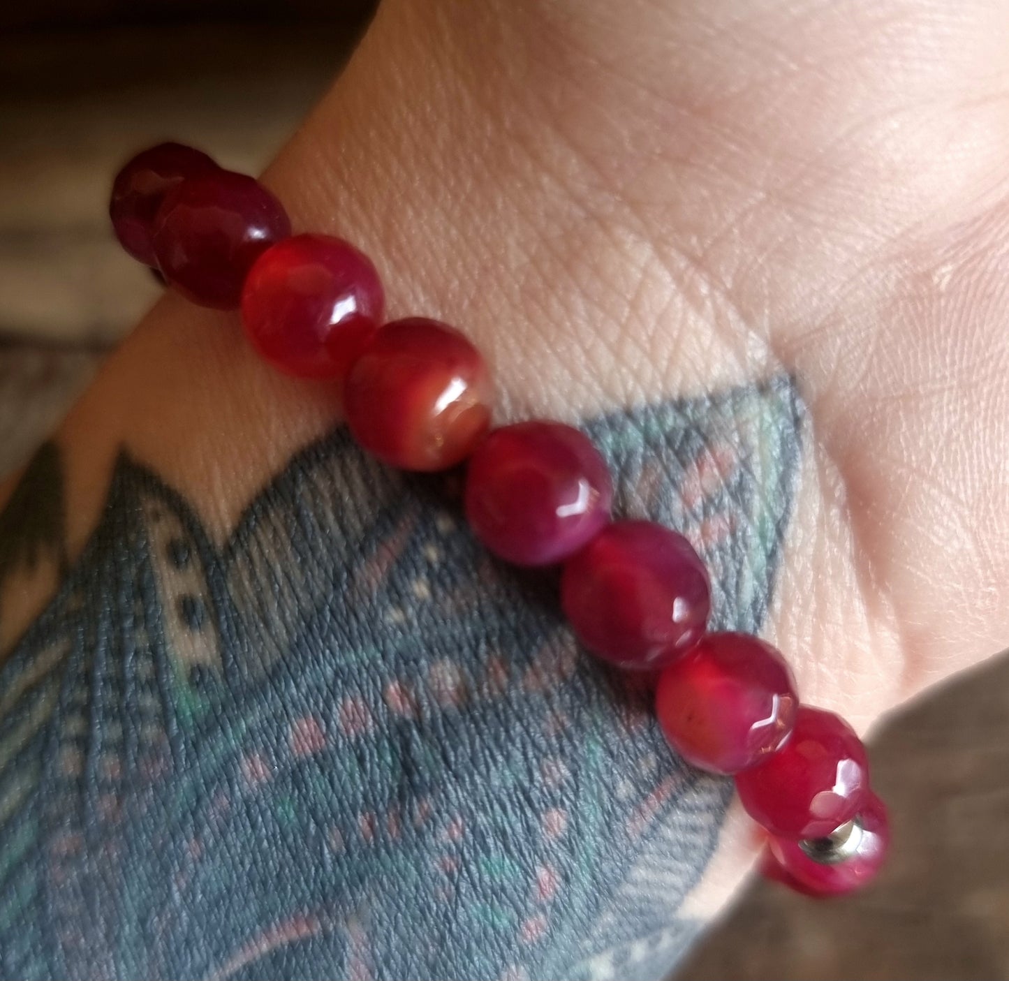 PINK AGATE FACETED BRACELET 8 mm - GODDESS ENERGY