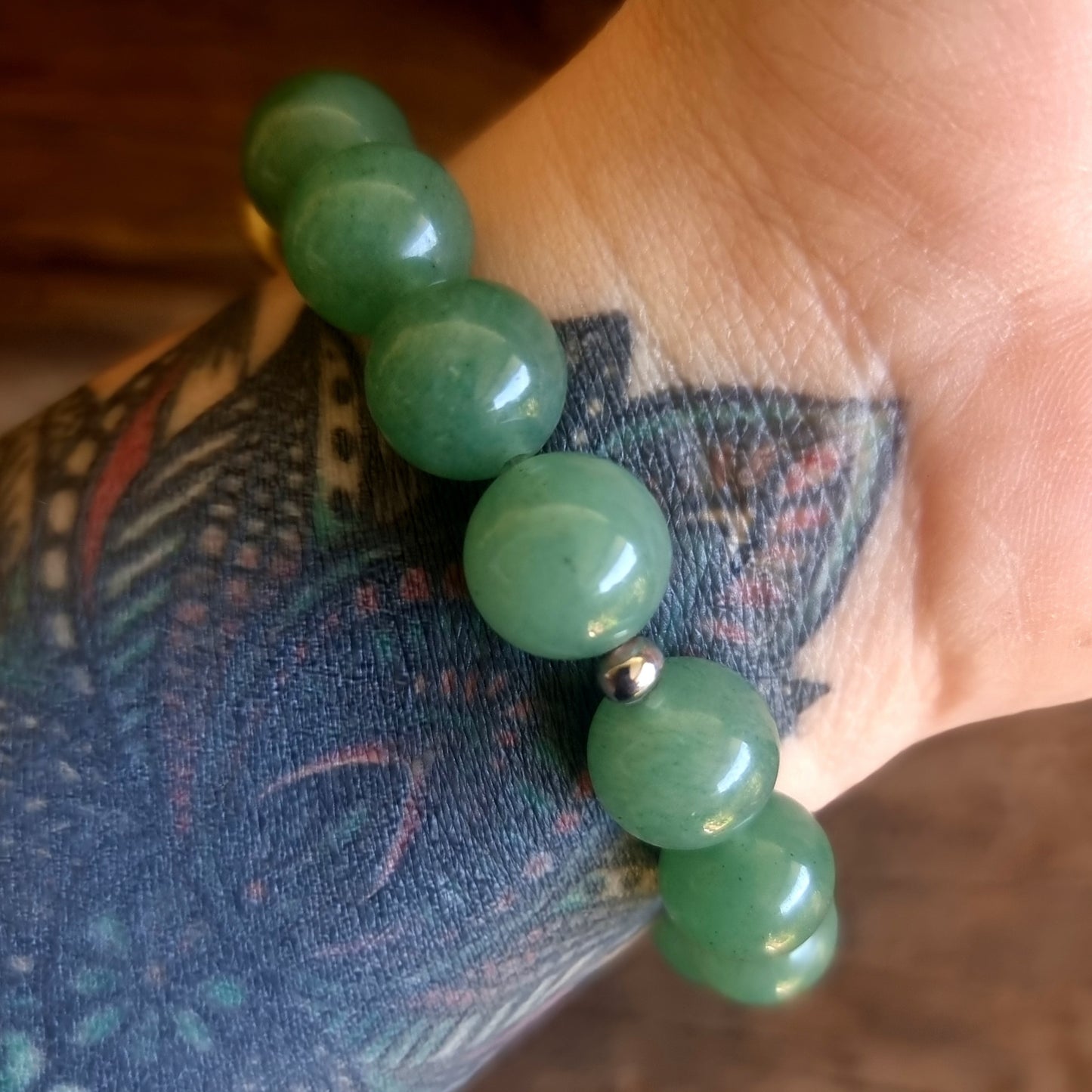 GREEN AVENTURINE BOHO BRACELET 12 mm - LUCK & PROSPERITY