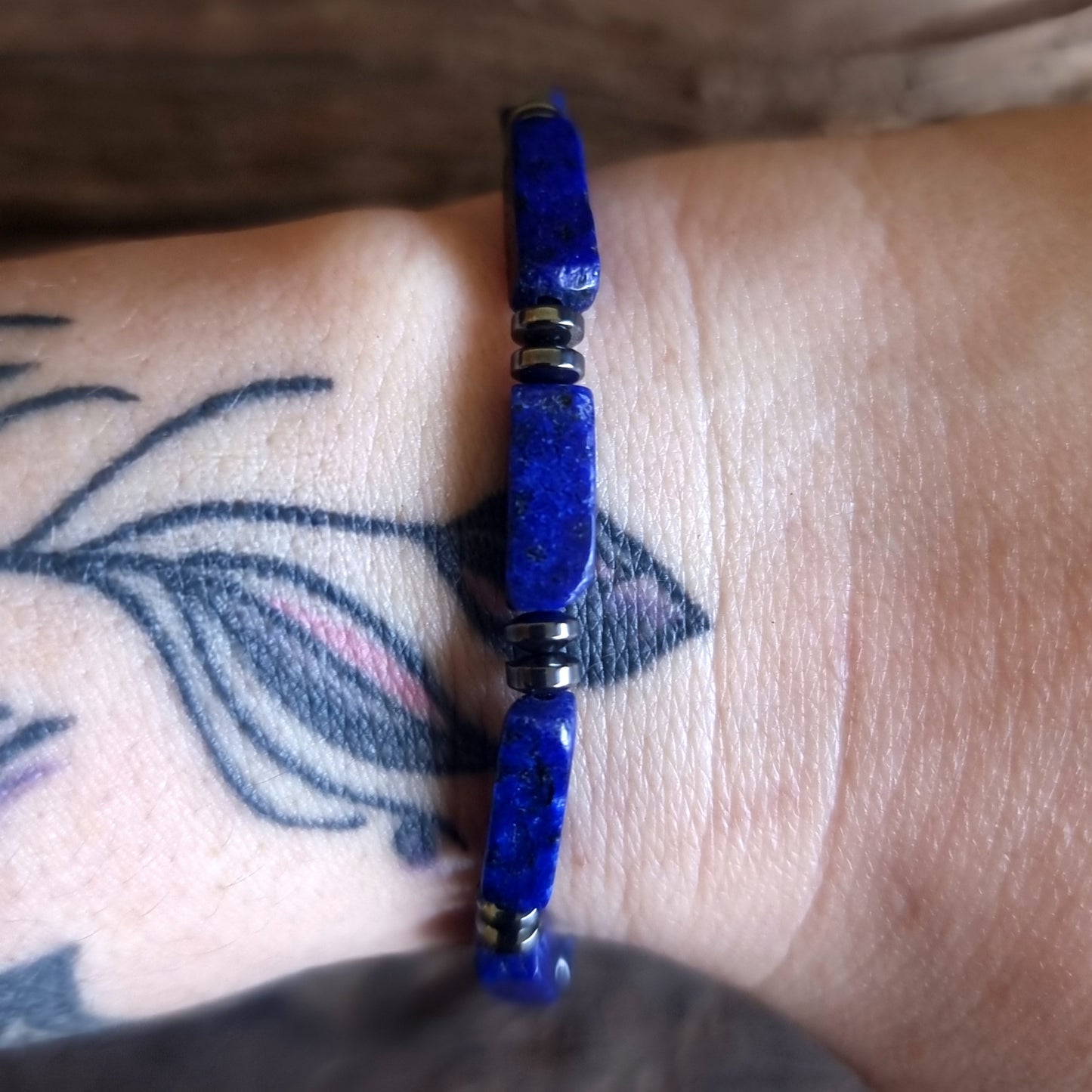 LAPIS LAZULI & HEMATITE DUO ENERGY BRACELET - INTUITION