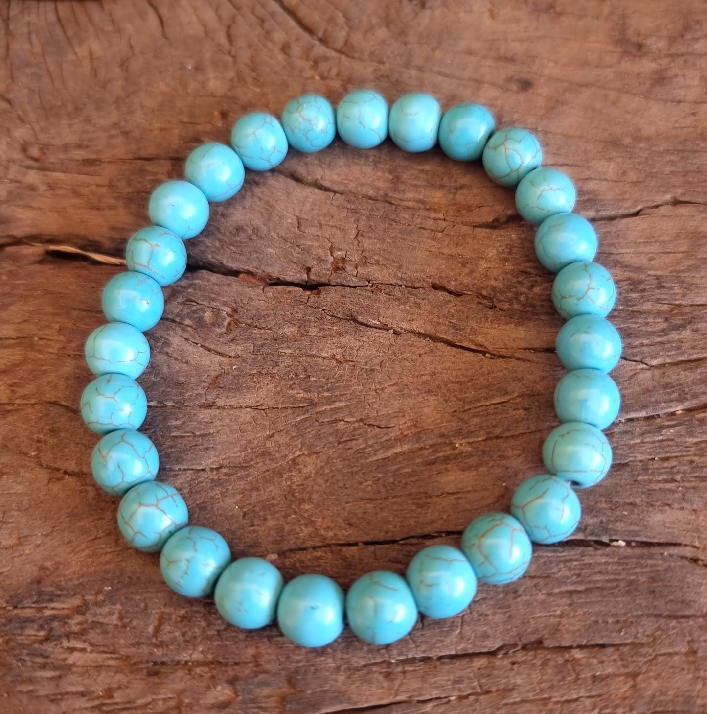 TURQUOISE HOWLITE ENERGY BRACELET 8 mm - GOOD FORTUNE