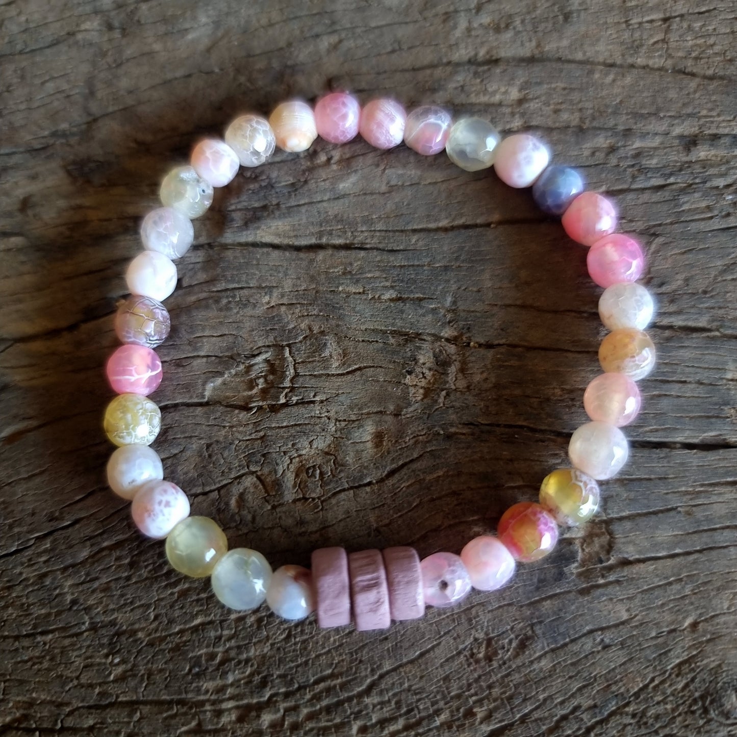 PINK AGATE DRAGON VEIN BRACELET 6 mm - GODDESS ENERGY