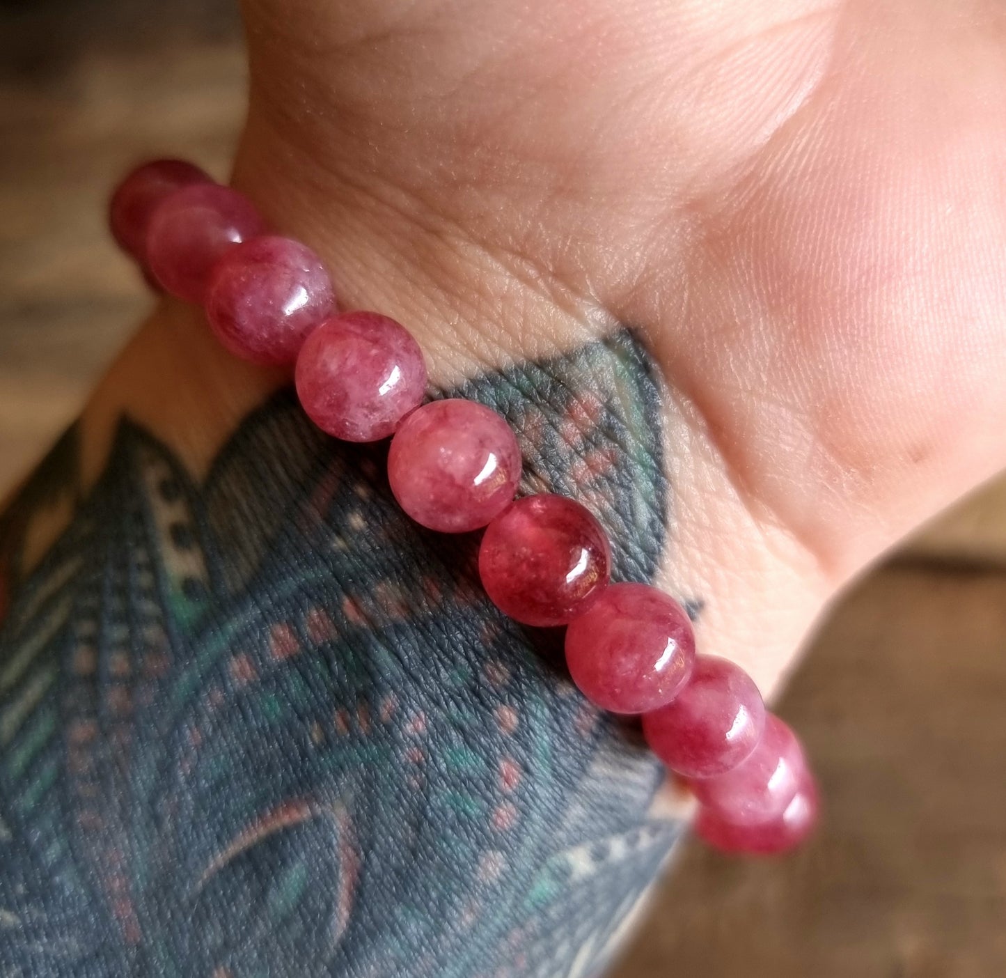 STRAWBERRY QUARTZ ENERGY BRACELET 8 mm - SELF LOVE