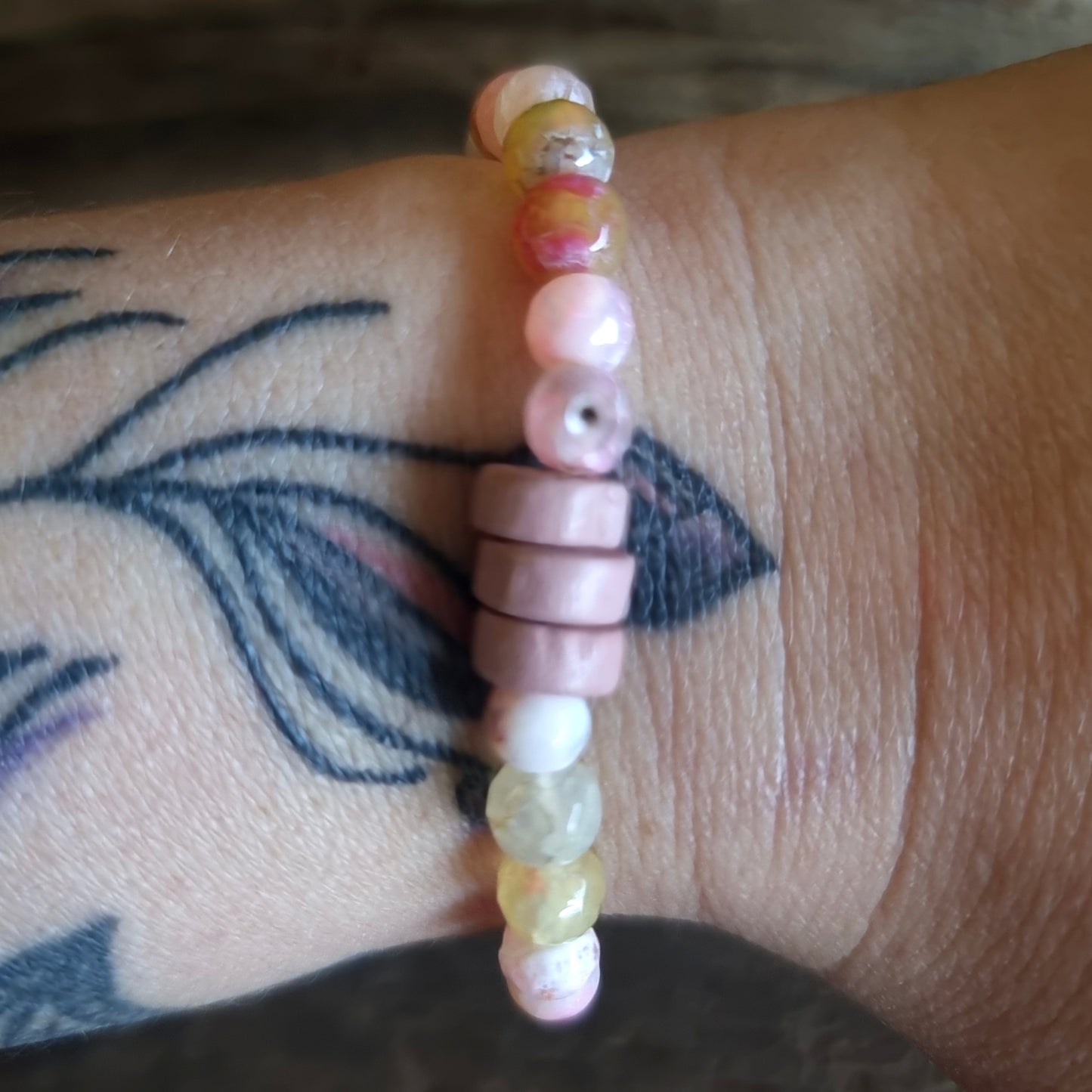 PINK AGATE DRAGON VEIN BRACELET 6 mm - GODDESS ENERGY