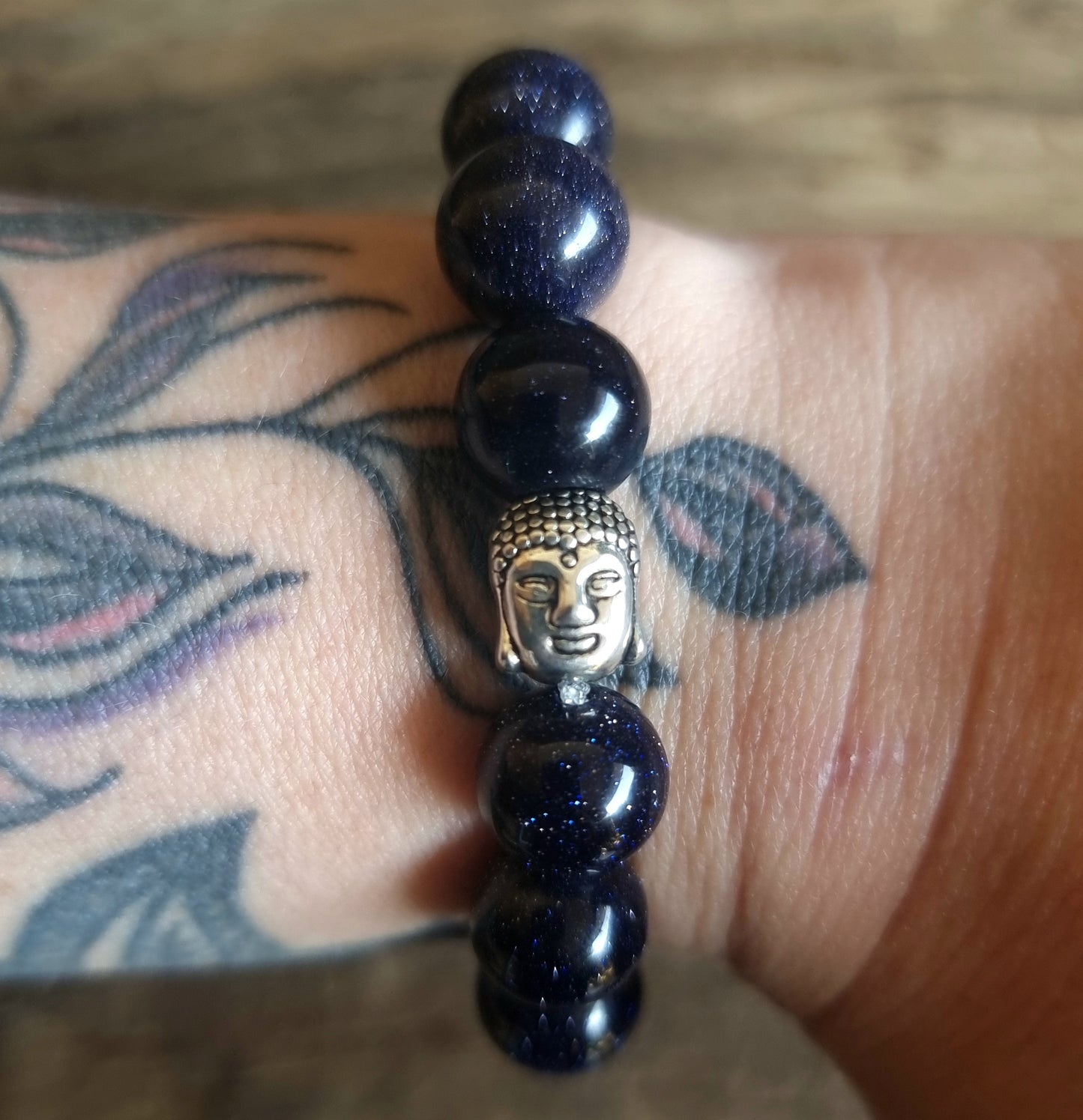 BLUE SANDSTONE BUDDHA ENERGY BRACELET 10 mm - AMBITION