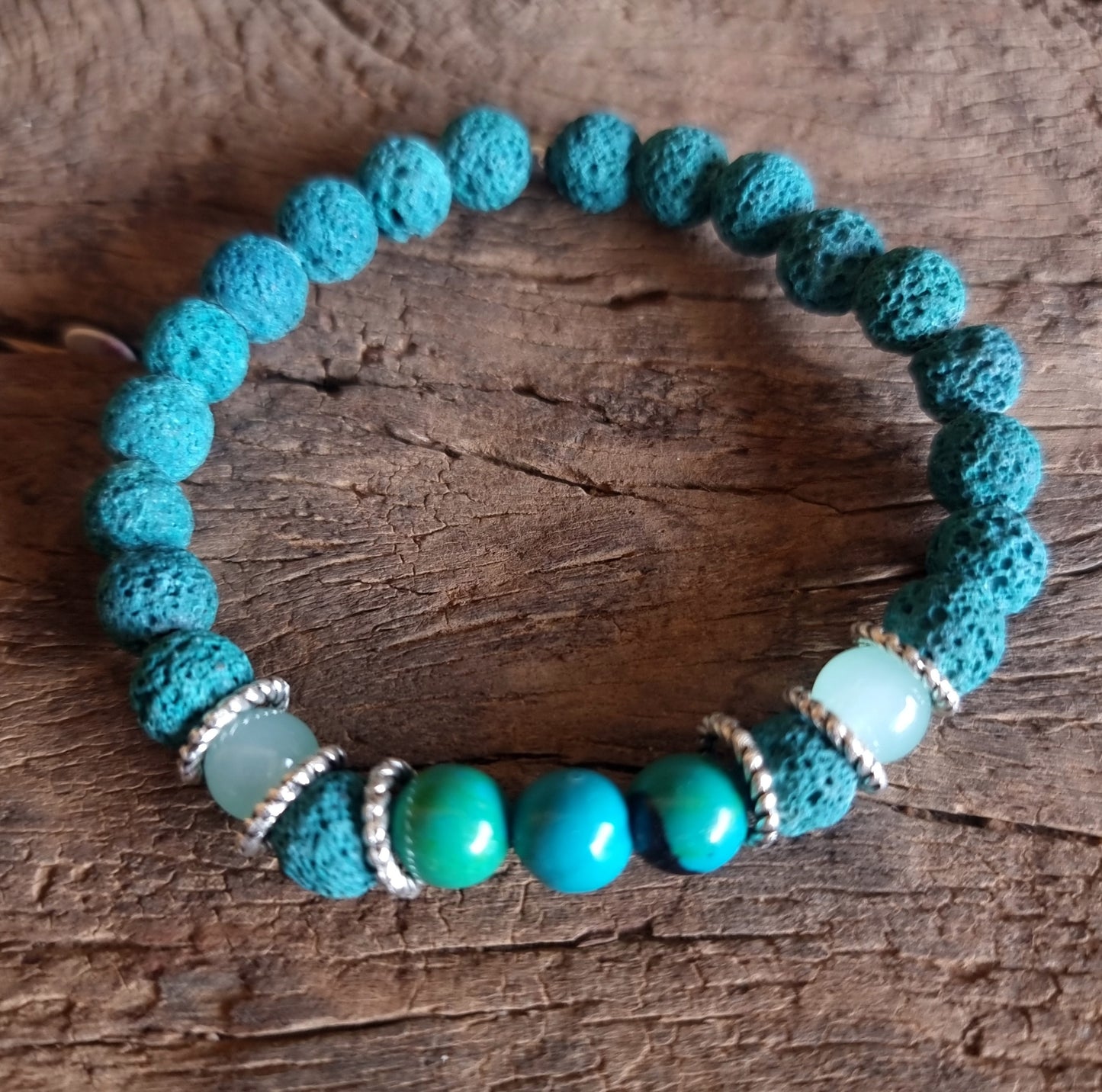 LAVA STONE, CHRYSOCOLLA & GREEN AVENTURINE DIFFUSER BRACELET