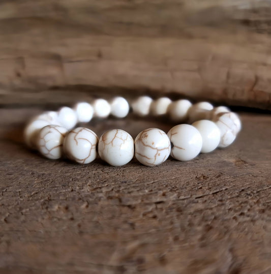 WHITE HOWLITE ENERGY BRACELET 10 mm - HIGHER REALMS
