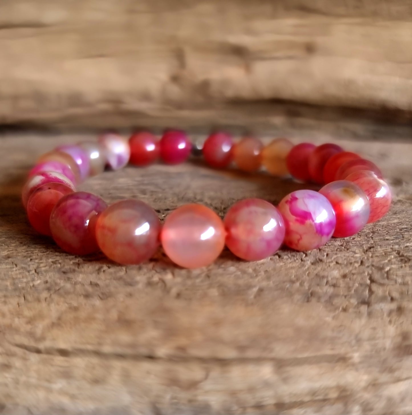 PINK AGATE ENERGY BRACELET 8 mm - GODDESS ENERGY