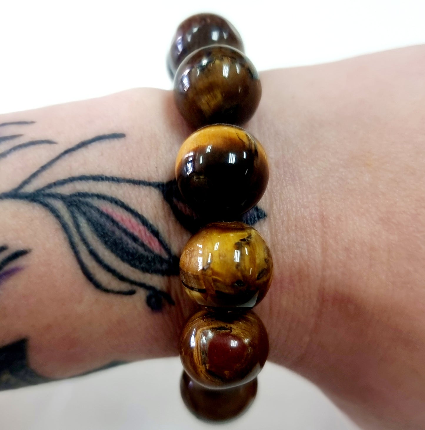 TIGER EYE ENERGY BRACELET 14 mm - PROTECTION & COURAGE